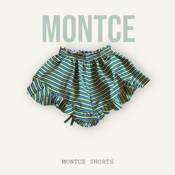 Montce Blue and Green Flouncy Shorts - Picture 2 of 2